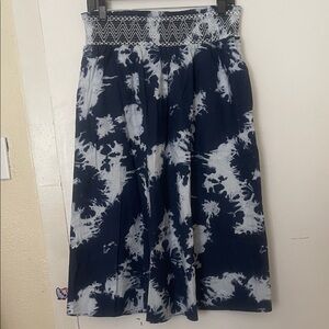 Navy and White Tie-Dye Skirt